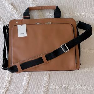 New With Tags, Jack Spade Split Brief, Boarskin & Nylon in Tobacco, Padded Strap